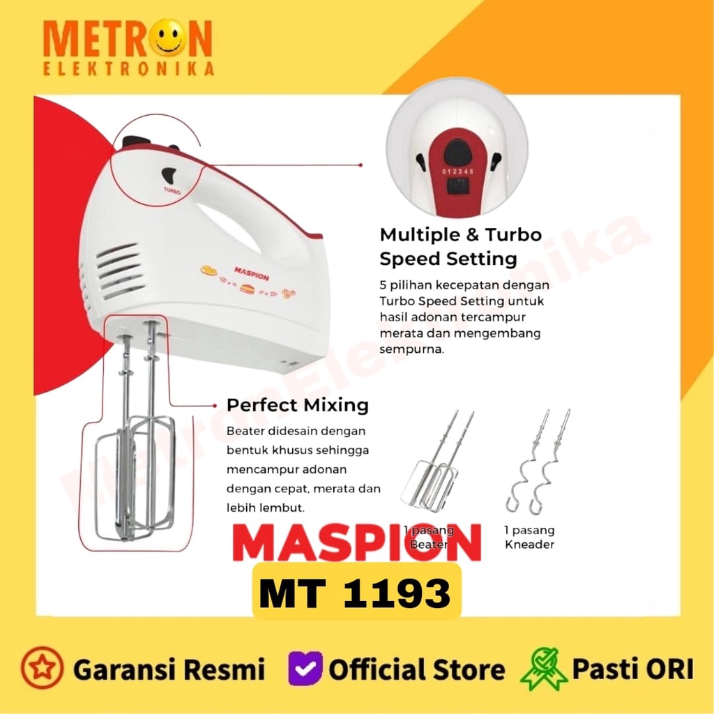 Jual MASPION MT 1193 HAND MIXER TANGAN WITH TURBO Shopee Indonesia