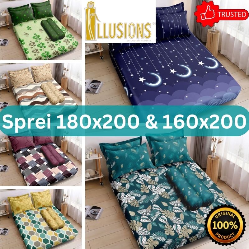 Jual Sprei Illusions Ukuran Double King 180x200 & Queen 160x200 Internal Group Shopee