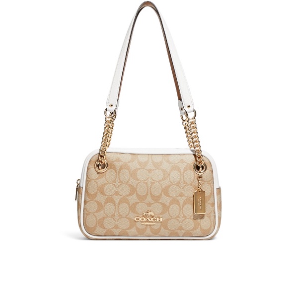 Jual Coach Cammie Chain Shoulder Bag In Signature Canvas In Light/Khaki ...