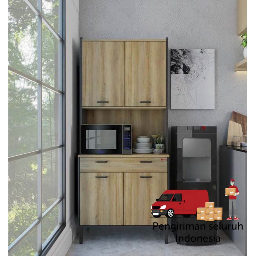 Jual Lemari Makan Dapur Pantry 2 Pintu 80cm Industrial Kaki Besi Luar ...