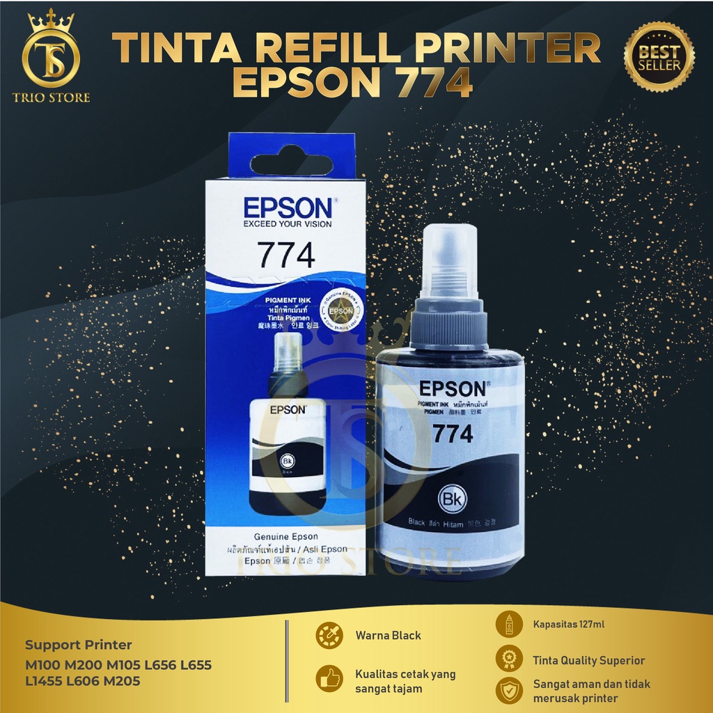 Jual Tinta Epson 774 Black For Printer M100 M200 L655 L1455 Premium Shopee Indonesia 6277