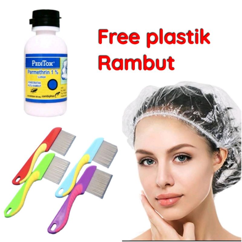 Jual FREE SHOWER CAP obat kutu rambut peditox sisir serit shower cap
