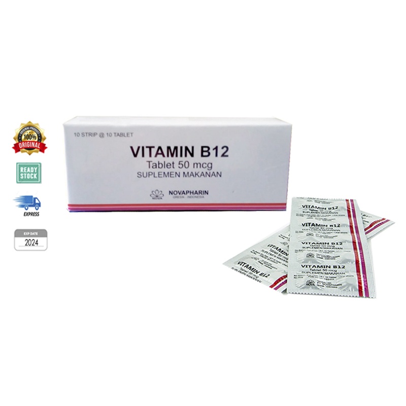 Jual (Strip Isi 10) Vitamin B12 50 Mcg EXP 2024 Novapharin | Shopee ...