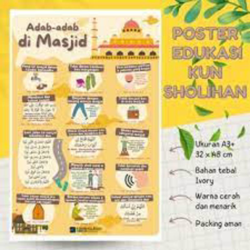 Jual Poster Edukasi Poster Dinding Poster Adab Ke Masjid | Shopee Indonesia