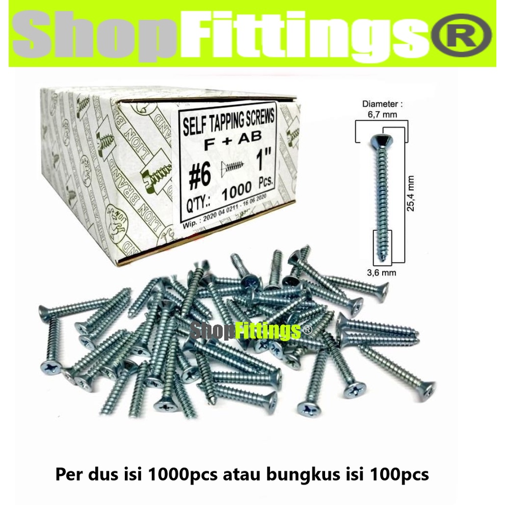 Jual Moon Lion Self Tapping Screw Flat Head Sekrup Skrup F + AB Kepala ...