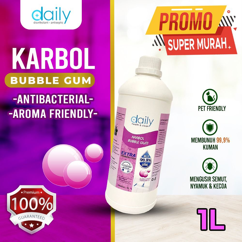 Jual Pembersih Lantai Karbol Daily Wangi Bubble Gum Antibacterial 1