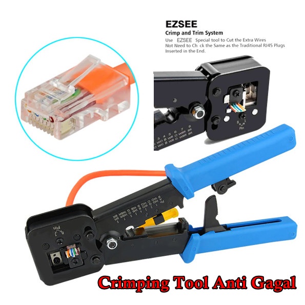 Jual Crimping tool RJ45 Tang Pengupas Kabel Clip Kepala RJ45 Anti Gagal ...