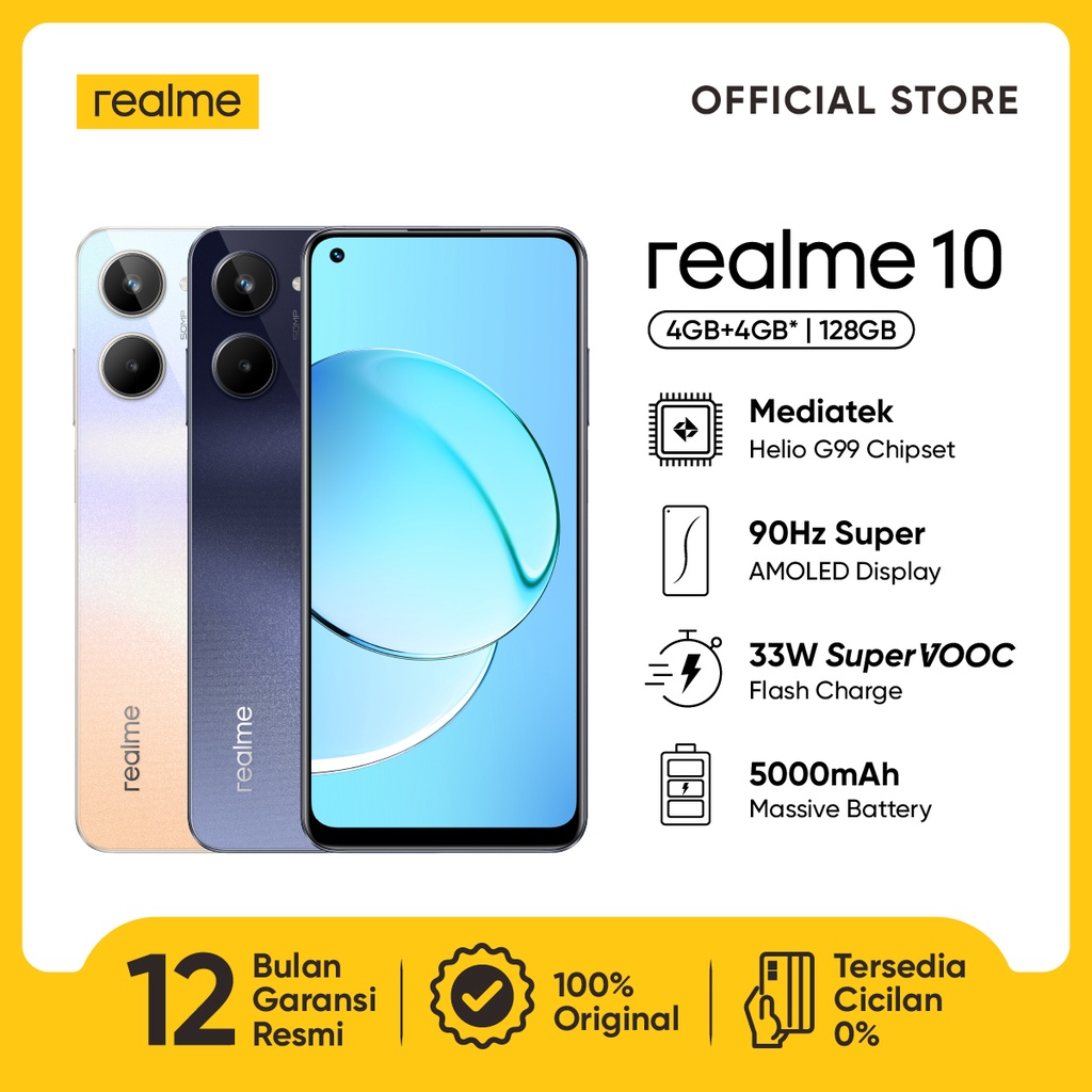 Jual realme 10 4+128GB (Helio G99 Chipset | 90Hz Super AMOLED Display ...