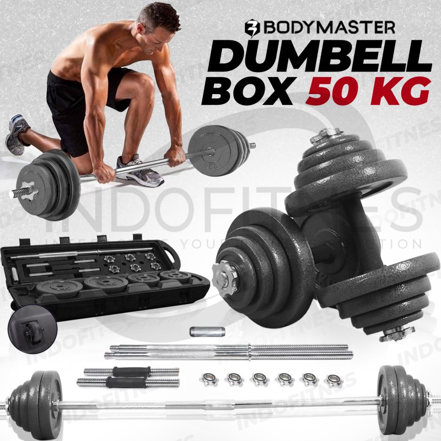 Jual BODYMASTER Dumbell Set Box 50kg A060 Barbel Koper 50 kg Dumbel ...