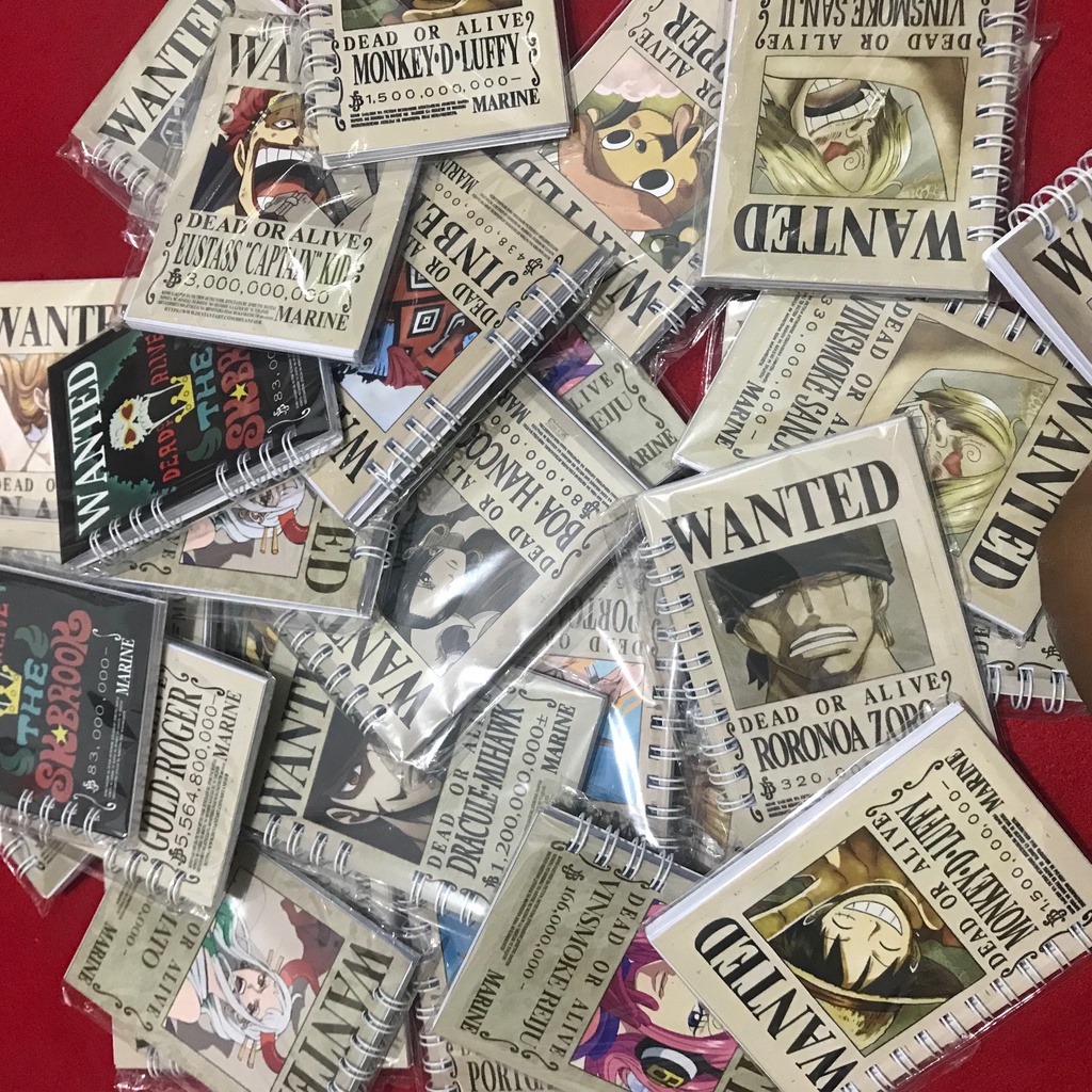 Jual notes buku bloknote mini one piece wanted murah meriah ukuran A7(7 ...