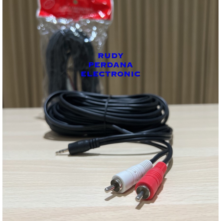 Jual KABEL 2 JACK RCA TO 1 JACK MINI 3.5 MM STEREO 10M 10 METER ...