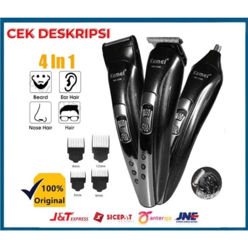 Jual Kemei Km 1506 Hair Clipper 3 In 1 Mesin Cukur Rambut Kemei Km 1506 Shopee Indonesia