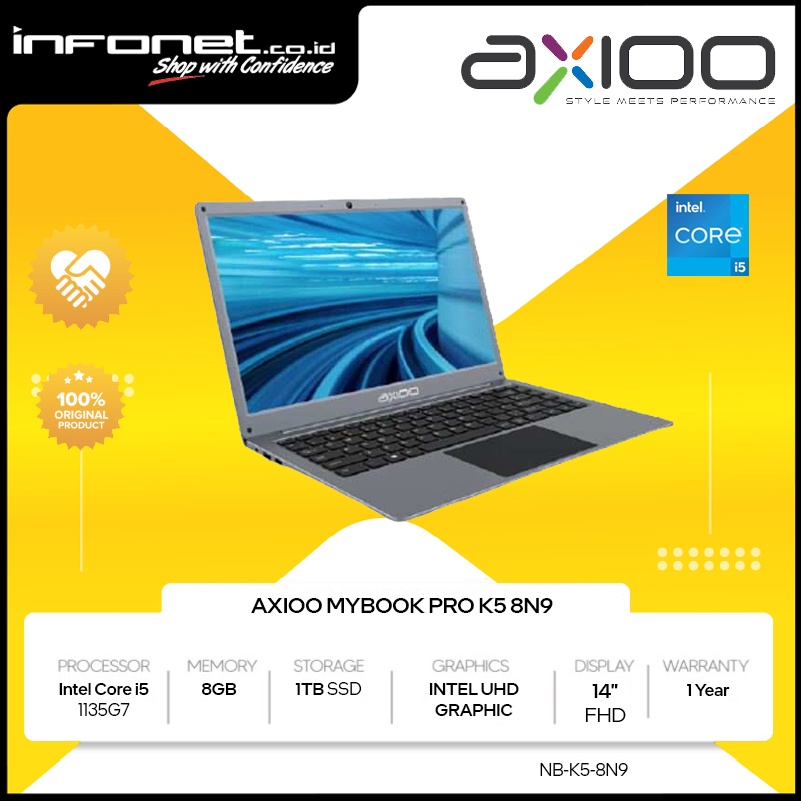 Jual AXIOO MYBOOK PRO K5 8N9 I5 1135G7 8GB 1TB 14 FHD W10 PRO | Shopee ...