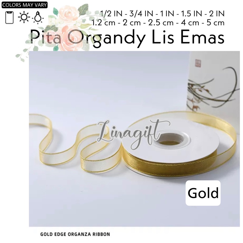 Jual Rol Yard Gift Silk Organdy Gold Edge Cm In Pita