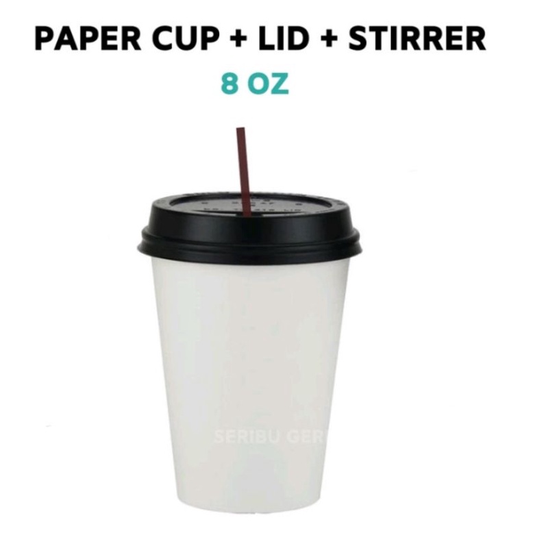 Jual Paper Cup Kopi Coffee 8 oz Hot MOTIF RANDOM ( tersedia Lid ...