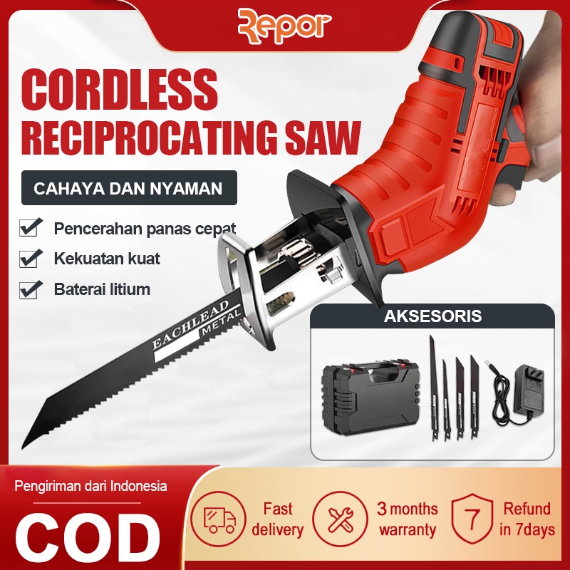 Jual Chainsaw Gergaji Rantai Elektrik 24V Mini Chainsaw Cordless