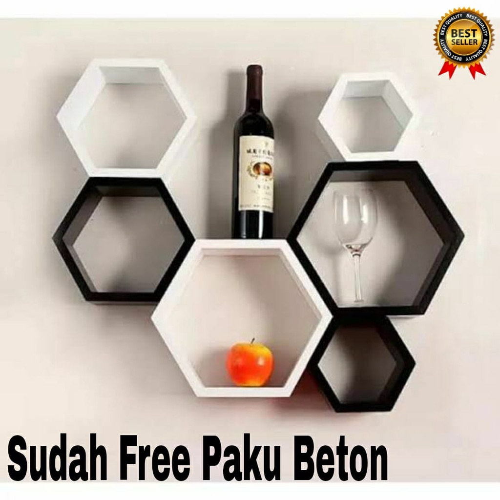 Jual PROMO RAK DINDING MINIMALIS SEGI ENAM HEXAGONAL/SEGI ENAM ESTETIK ...