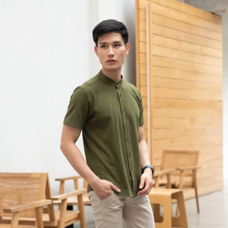 CUTOFF Brave Collarless Shirt Kemeja Koko Pique Polos Pria Lengan Pendek