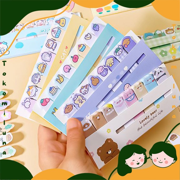 Jual Sticky notes eight in a row mini label memo lucu cute bookmarker ...