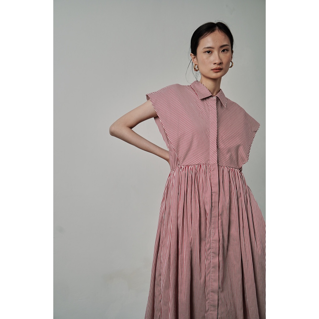 Jual PAFON Playa Dress - Maroon Stripes | Shopee Indonesia