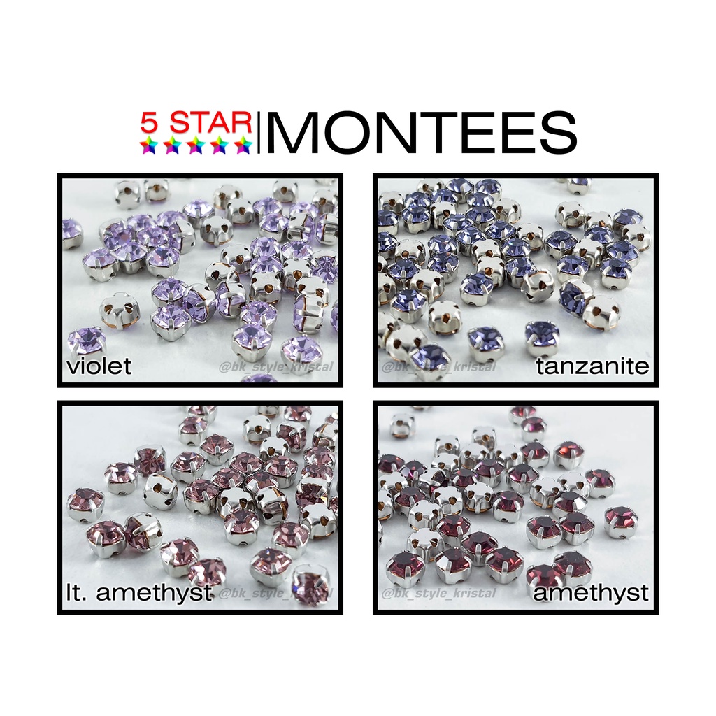 Jual Kristal Cangkang 5 Star Montees Kaki 4 Warna Violet Tanzanite Lt