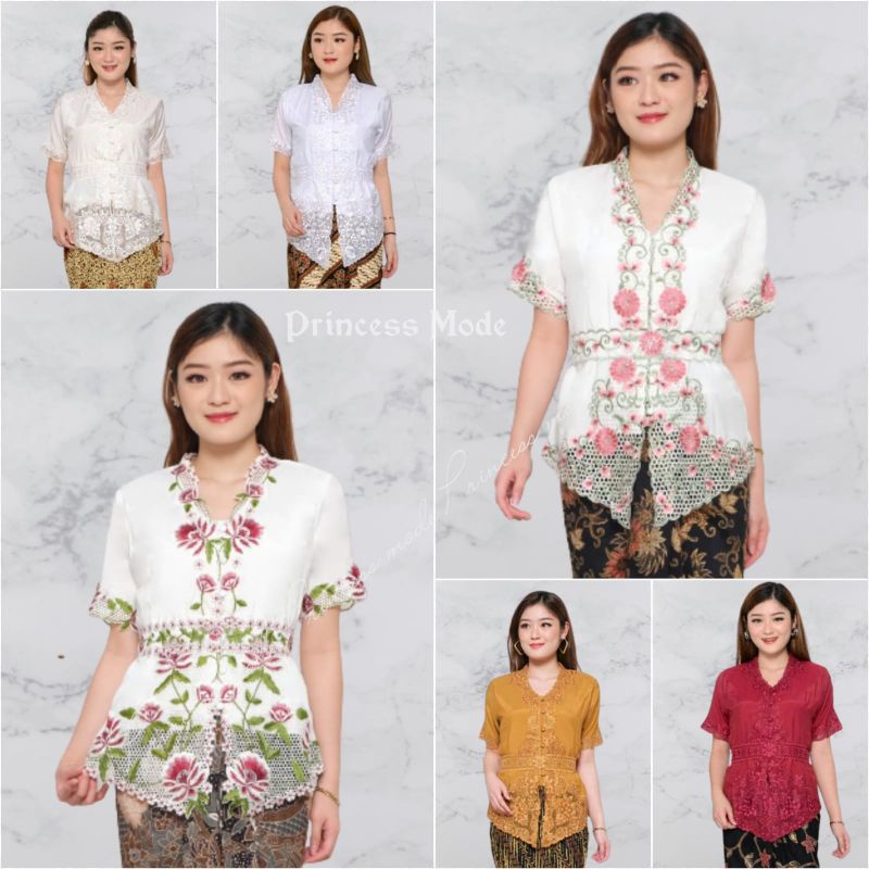 Jual Atasan Kebaya Encim Silky Korea Kombinasi Brukat Batik Senada Wanita Shopee Indonesia