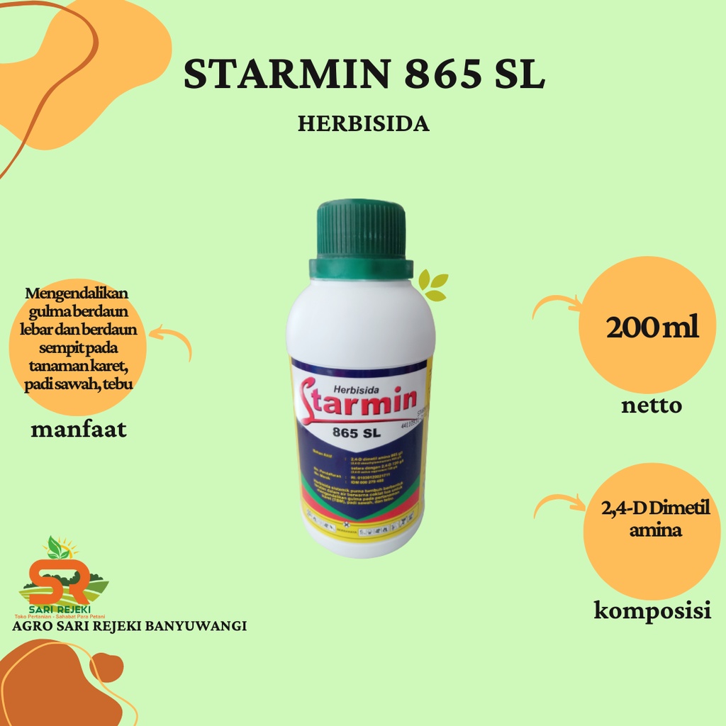 Jual STARMIN 865SL 200ML HERBISIDA pada pertanaman, daun sempit & lebar ...
