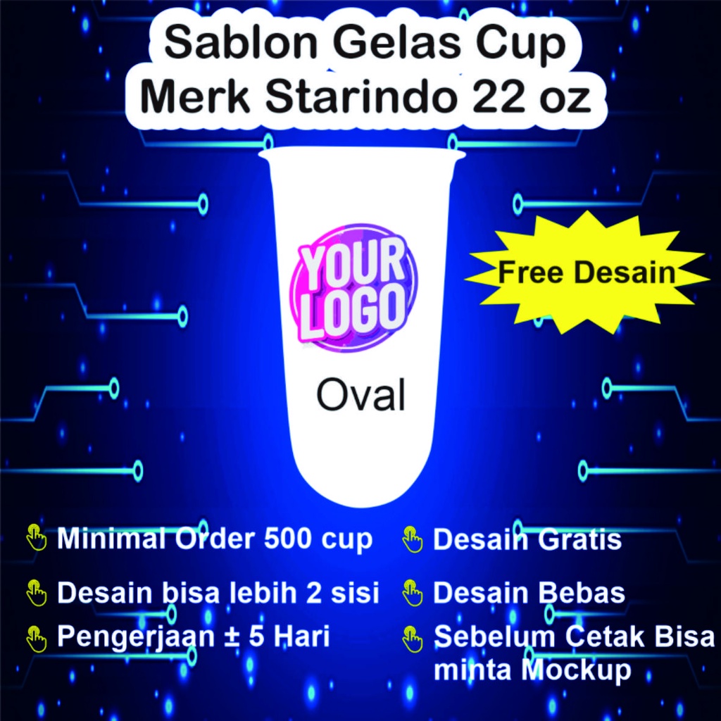 Jual Sablon Gelas Cup Merk Starindo Model Oval 22 Oz Shopee Indonesia 3364