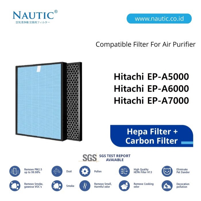 Jual HEPA Filter Air Purifier Hitachi EP-A6000 EP-A7000 EP-A8000 / EPA ...
