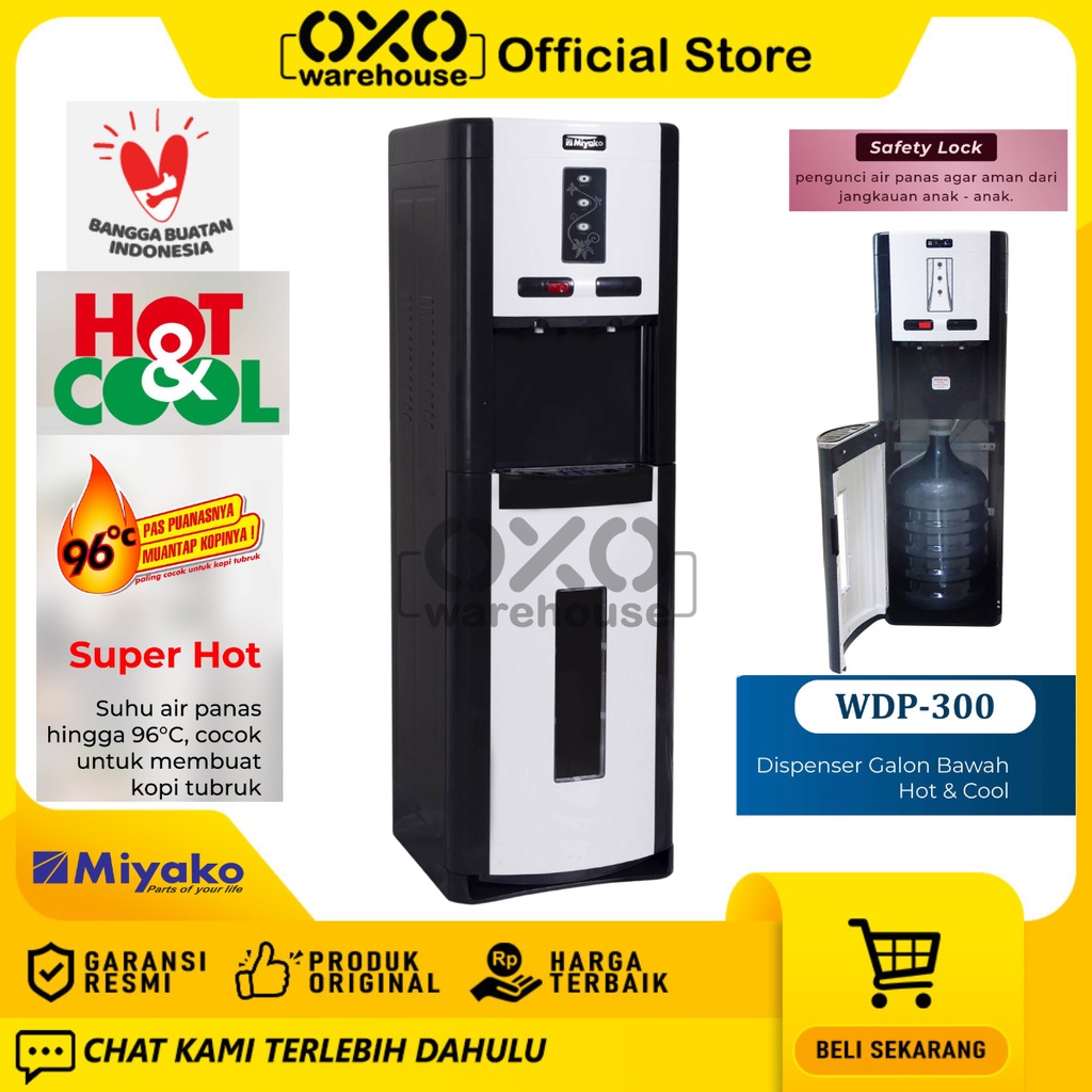 Jual Miyako Dispenser Wdp 300 H Galon Bawah Hotcool Low Watt Garansi Resmi Shopee Indonesia 6018