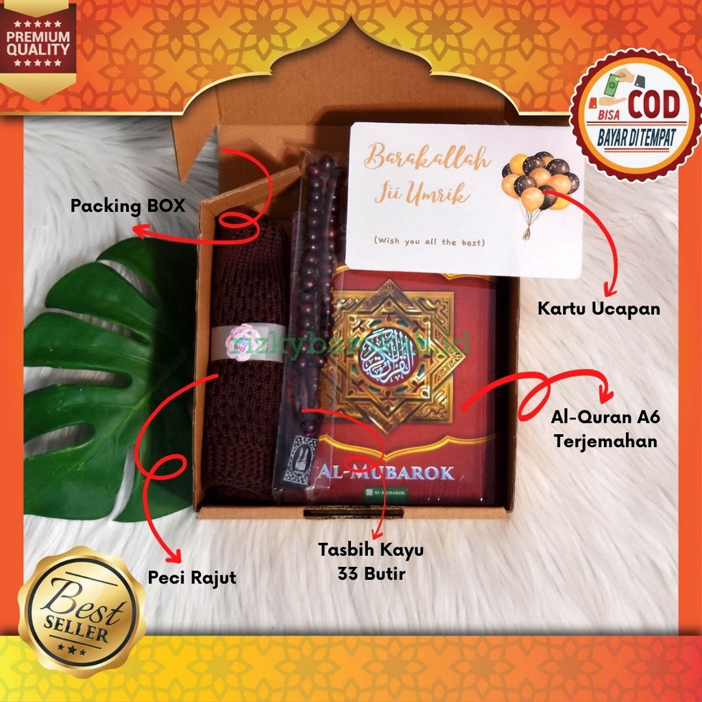 Jual Paket Hampers Cowok isi Alquran Terjemah + Peci Rajut + Tasbih ...