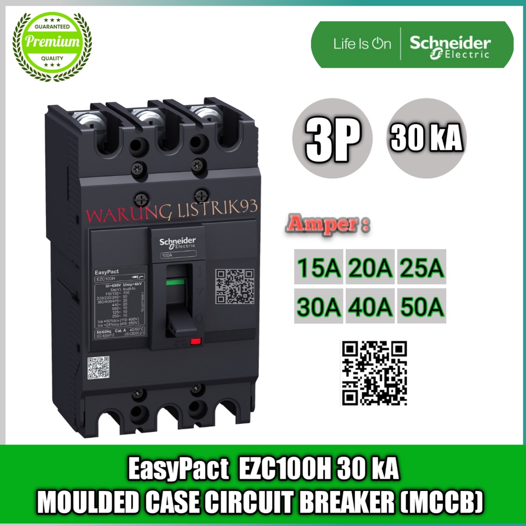 Jual Mccb Schneider EasyPact Ezc100H 3P 30kA 15A | 25A | 30A | 40A ...