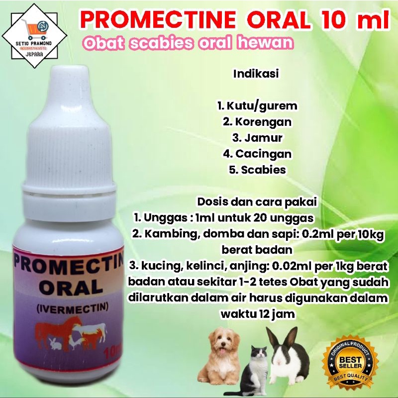 Jual promectin oral 10 ml obat untuk scabies gudik kutu jamur Ringworm