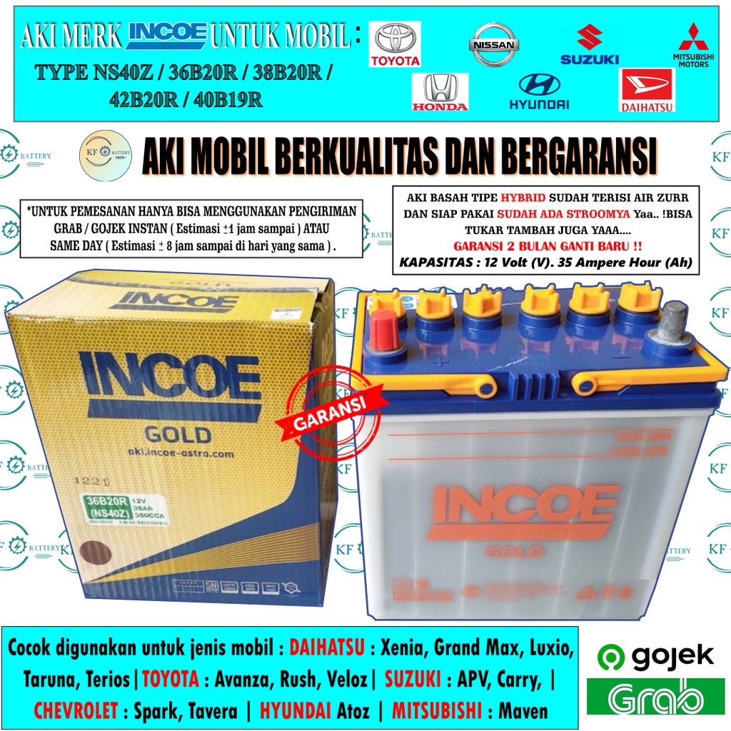 Jual AKI MOBIL GRANDMAX, APV, CARRY PICK UP, LUXIO NS40Z INCOE GOLD