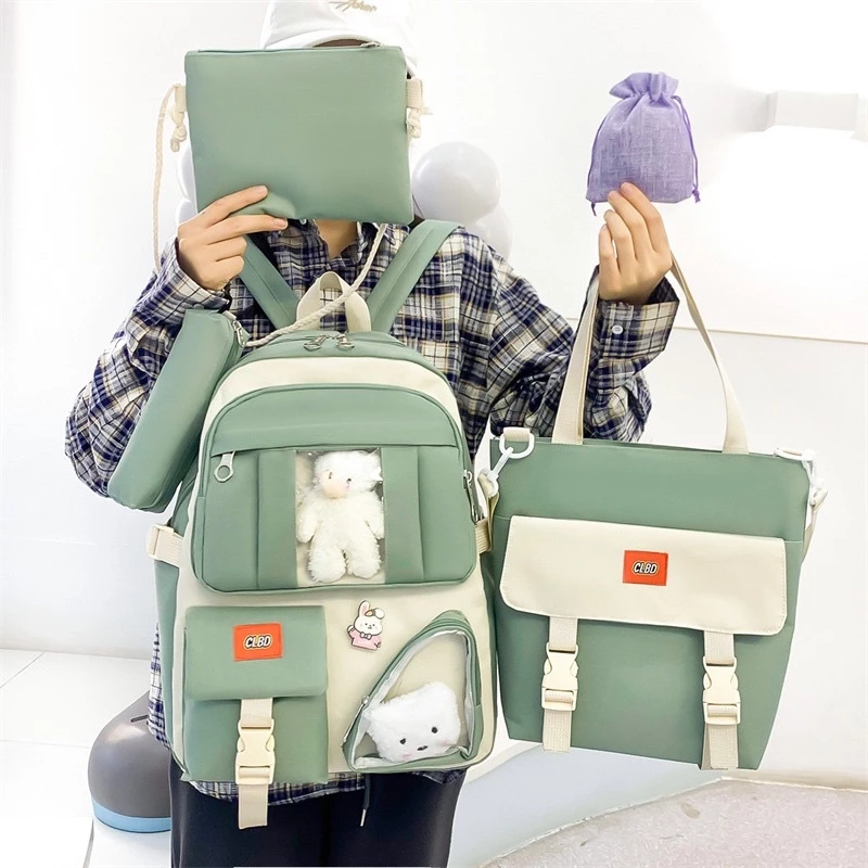 Tas ransel anak perempuan import set 5 in 1 sd smp sma