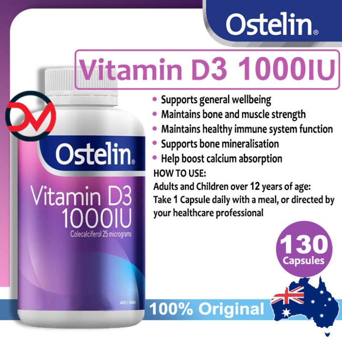 Jual OSTELIN VITAMIN D3 1000IU ISI 130 CAPS Shopee Indonesia