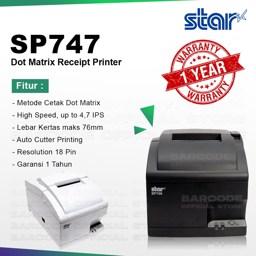 Jual STAR SP747 Printer Dot Matrix POS Receipt Auto Cutter USB STAR SP ...