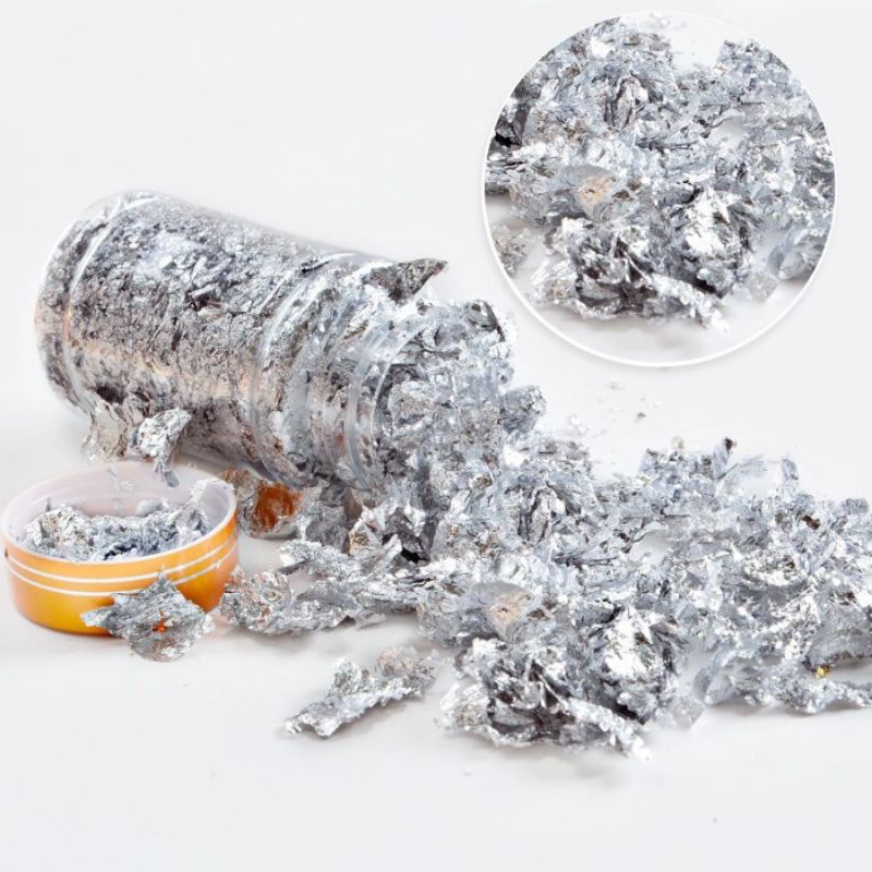 Jual Edible Silver Flakes/Silver Leaf/Lembaran Silver/Food Grade ...