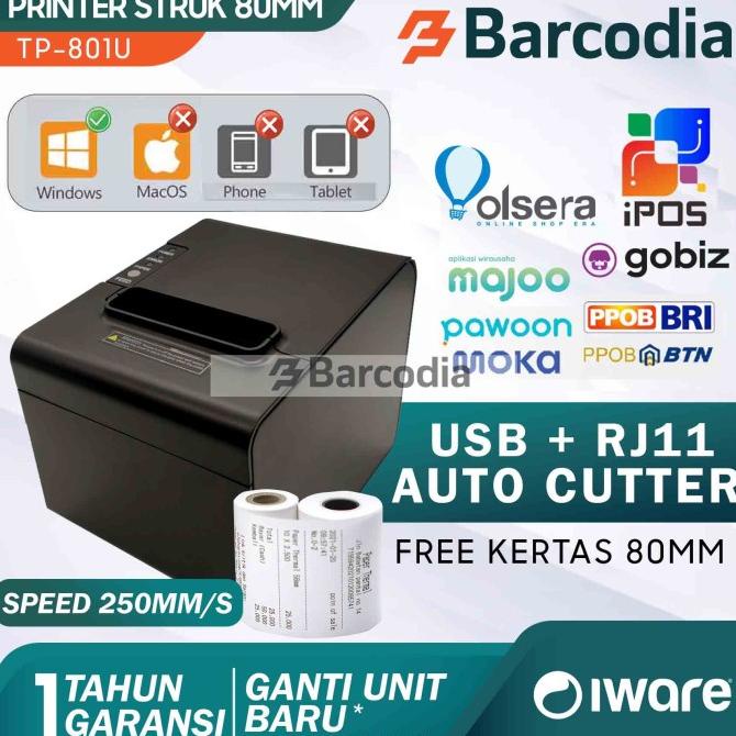 Jual Promo PRINTER KASIR THERMAL 80MM AUTO CUTTER IWARE TP801 KONEKSI