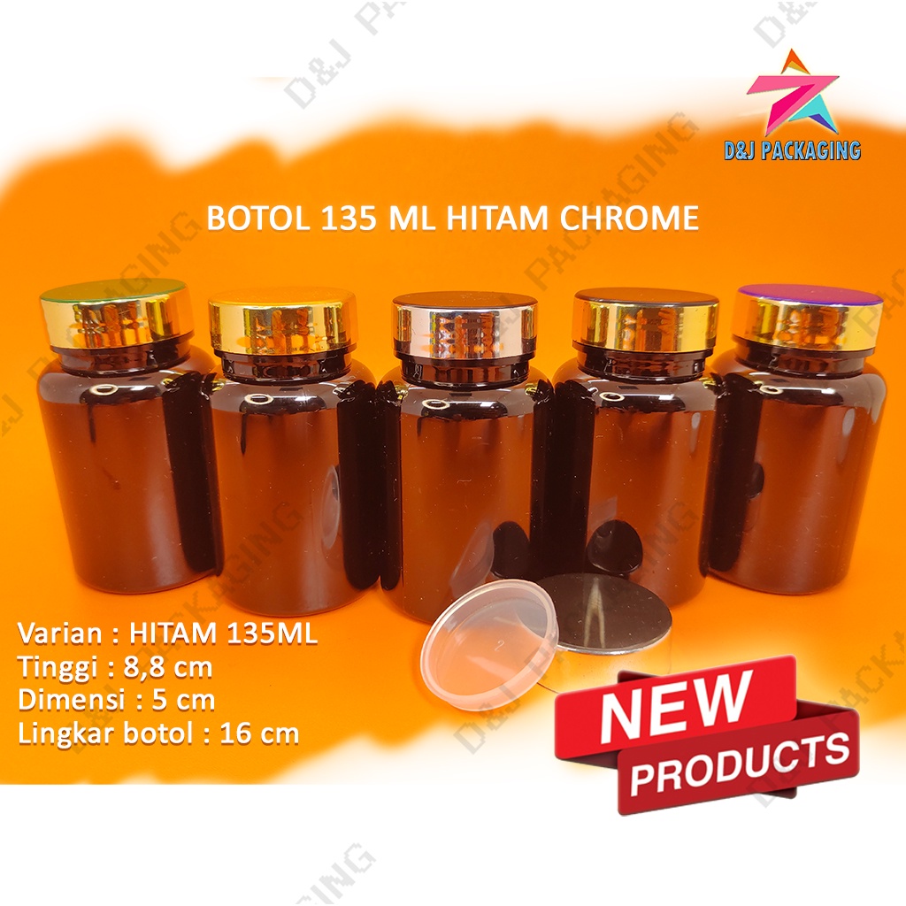 Jual Botol Kapsul 135ml Chrome list Gold isi 60 Obat Hitam free Plug ...