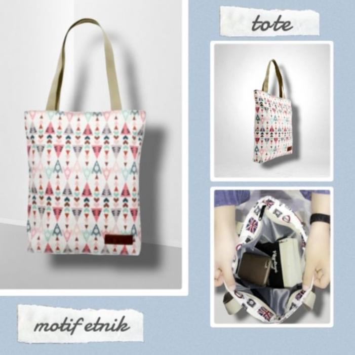 Jual New Products NECIS tote bag kanvas tebal motif/tas tote /pake
