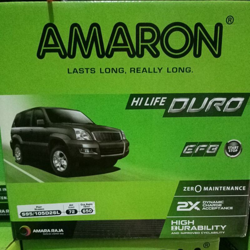 Jual Aki Mobil Alphard S95 / 105D26L Amaron Hi-Life Duro 12V 72Ah Aki