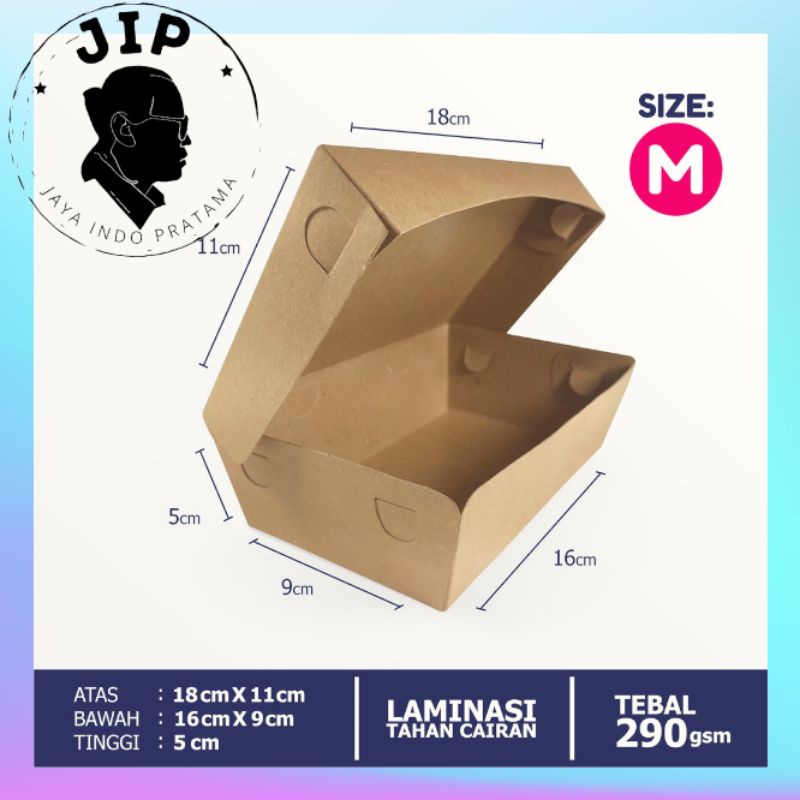 Jual LUNCH BOX PAPER BOX MAKANAN KOTAK NASI UKURAN M KERTAS KRAFT ...