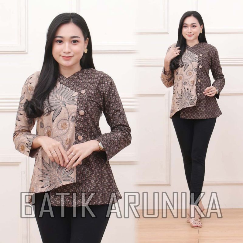 Jual Baju batik wanita Blouse batik Atasan batik lengan panjang batik