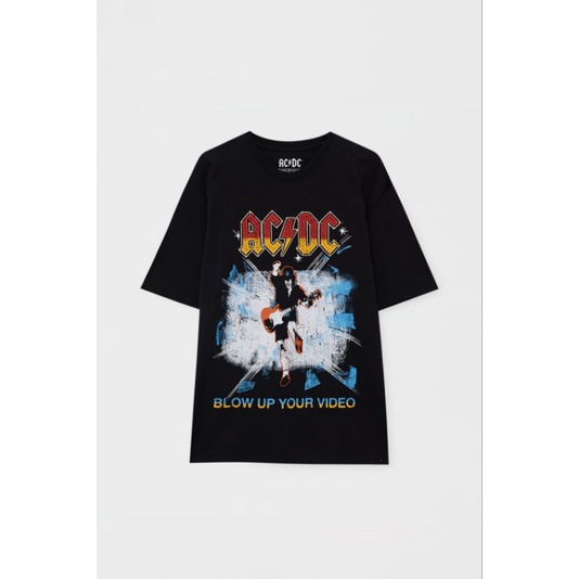 Kaos Baju Tshirt Band Official Original Import Collaboration Pull Bear  ACDC Unisex