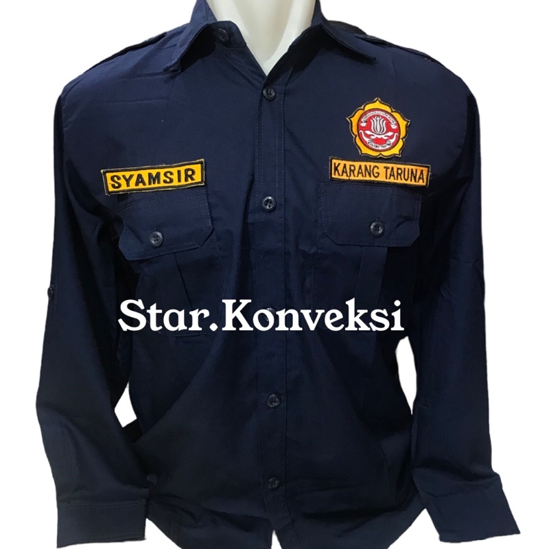 Jual Seragam Kerja Kemeja PDH Baju Karang Taruna Warna Navy Biru