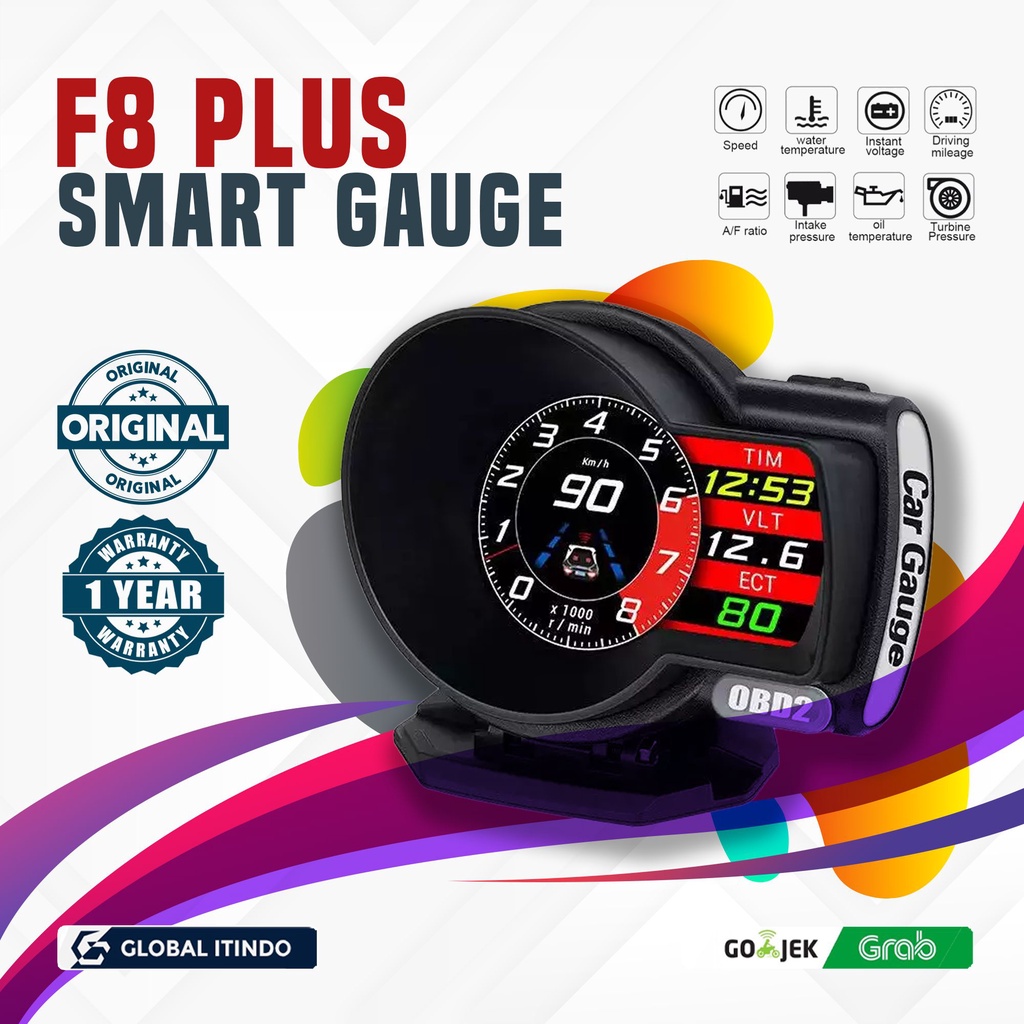 Jual Universal OBD Smart Gauge F8 PLUS Speedometer Digital dengan Alarm
