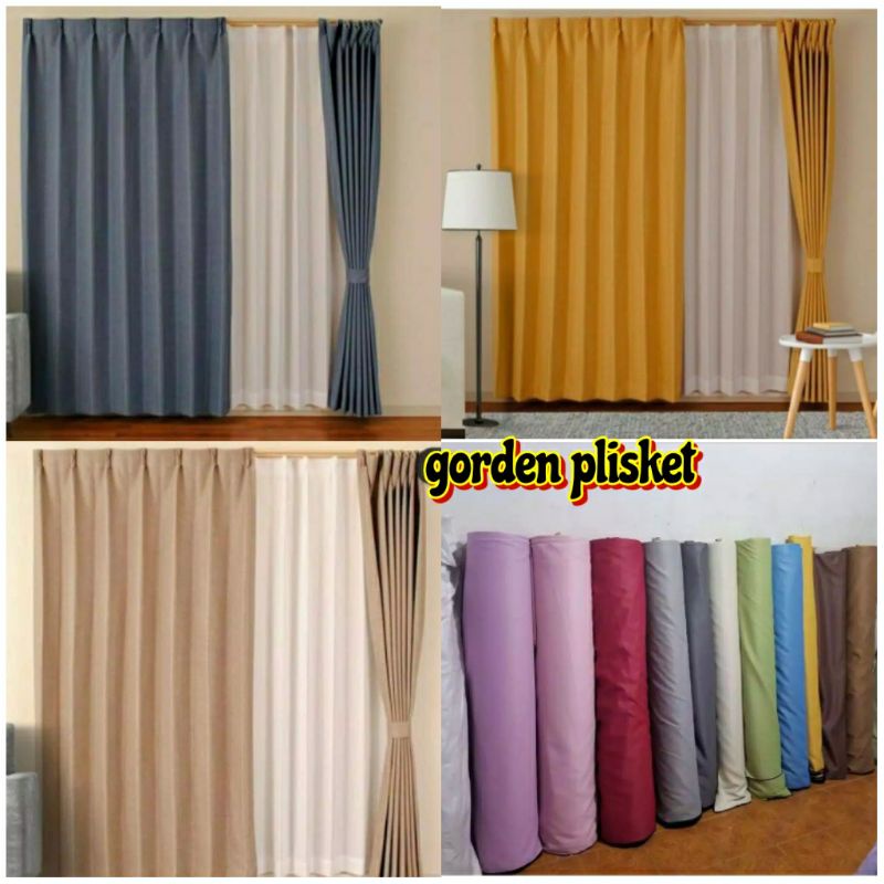 Jual Gorden Blackout Polos Model Plisket S Hordeng Pintu Gordeng Jendela Kawat Minimalis