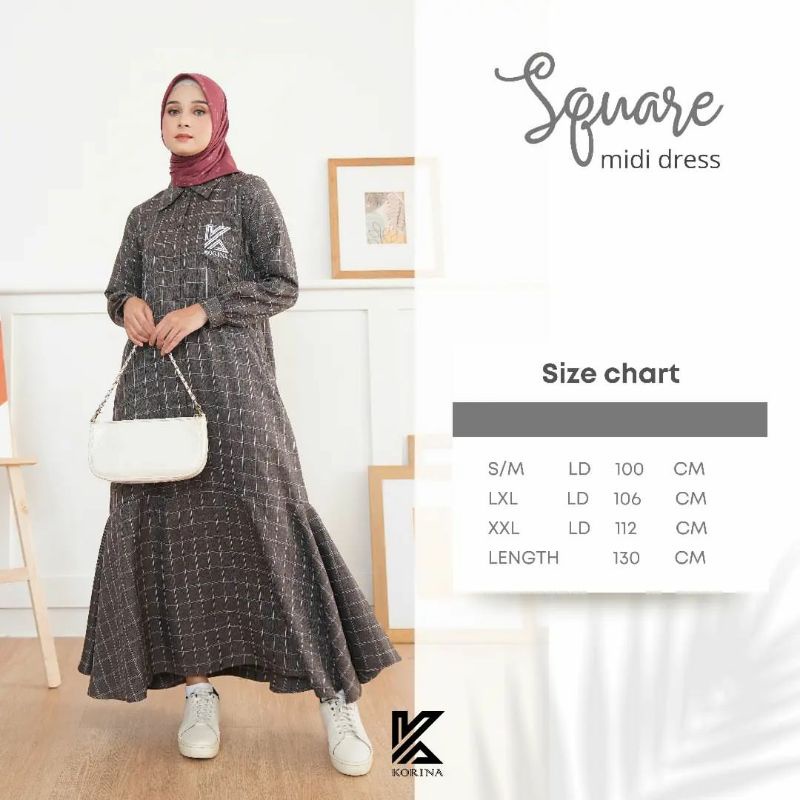 Jual READY !! SQUARE MIDI DRESS BY KORINA | Shopee Indonesia