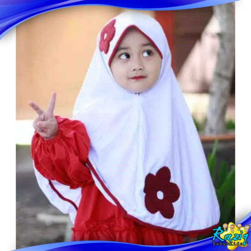 Jual Jilbab Anak Sekolah SD Motif Bunga, Hijab Instan Anak 7 Tahun ...